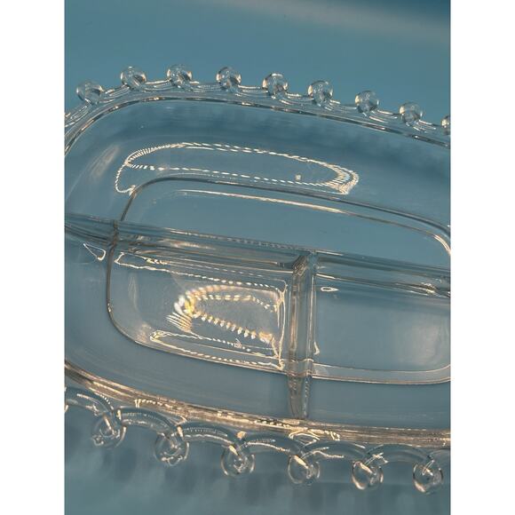 Vintage Heisey Lariat Pattern 3 Part Divided Crystal Glass Relish Celery Dish - Picture 3 of 9